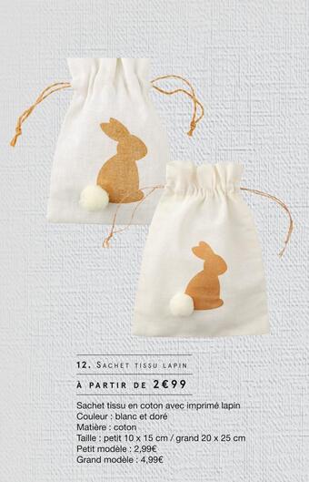 Monoprix Sachet tissu lapin offre