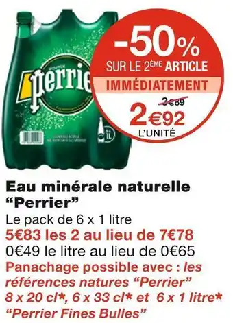 Monoprix Perrier eau minérale naturelle offre