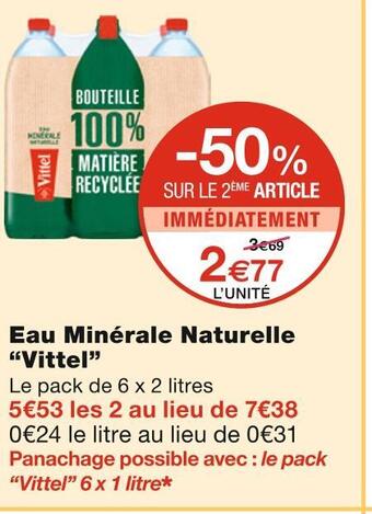 Monoprix Vittel eau minérale naturelle offre