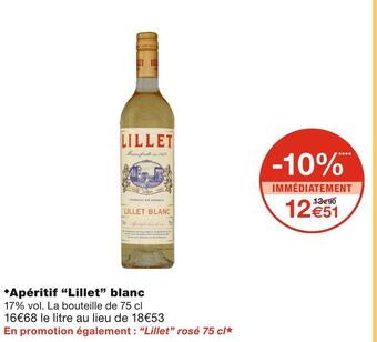 Monoprix Lillet apéritif “lillet” blanc offre