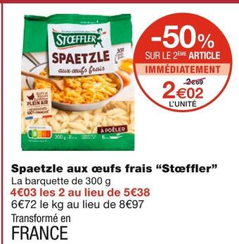 Monoprix Stœffler spaetzle aux œufs frais offre