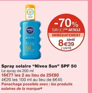 Monoprix Nivea sun spray solaire spf 50 offre