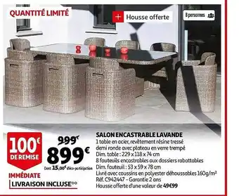 Auchan Salon Encastrable Lavande offre