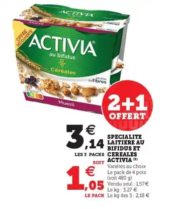 Hyper U Specialite Laitiere Au Bifidus Et Cereales Activia offre