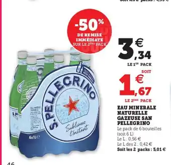 Hyper U Eau Minerale Naturelle Gazeuse San Pellegrino offre