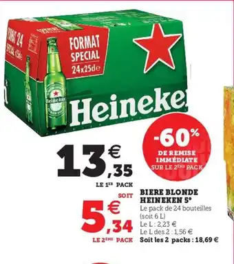 Hyper U Biere Blonde Heineken 5° offre