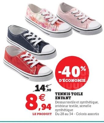 Hyper U Tennis Toile Enfant offre