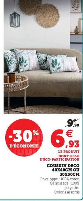 Hyper U Coussin Deco offre