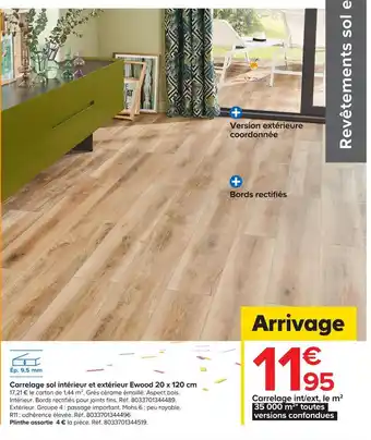 Castorama Carrelage sol intérieur et extérieur ewood 20 x 120 cm offre