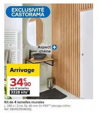 Castorama Kit de 4 lamelles murales offre