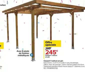 Castorama Carport 1 voiture en pin offre