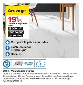 Castorama Dalle pvc clipsable marbre offre