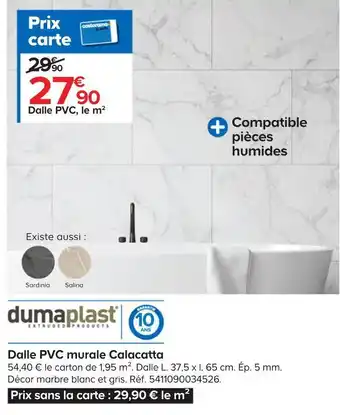 Castorama Dumaplast dalle pvc murale calacatta offre