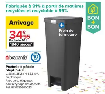 Brabantia poubelle à pédale stepup 40 l