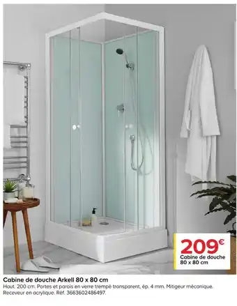 Castorama Cabine de douche arkell 80 x 80 cm offre