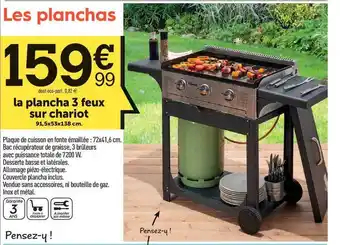 Centrakor La Plancha 3 Feux Sur Chariot offre
