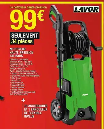 Brico Dépôt Nettoyeur Haute-pression 180 Bars Lavor offre