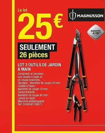 Brico Dépôt Lot 3 Outils De Jardin à Main Magnusson offre
