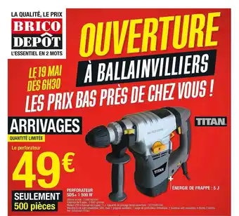 Brico Dépôt Perforateur Sds+ 1500 W Titan offre