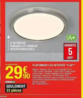 Brico Dépôt Plafonnier Led Intégrée offre