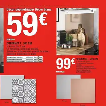 Brico Dépôt Crédence L. 180 Cm, Crédence L. 200 Cm offre