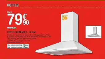 Brico Dépôt Hotte Cheminée L. 60 Cm offre