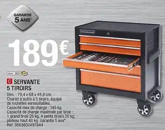 Brico Dépôt Servante 5 Tiroirs offre