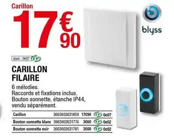 Brico Dépôt Carillon Filaire Blyss offre