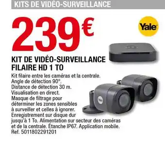 Brico Dépôt Kit De Vidéo-surveillance Filaire Hd 1 To offre