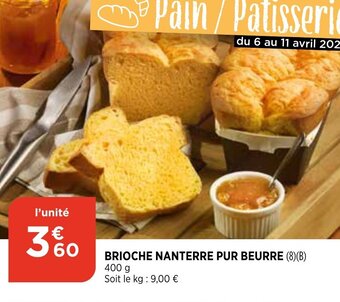 Bi1 Brioche nanterre pur beurre offre