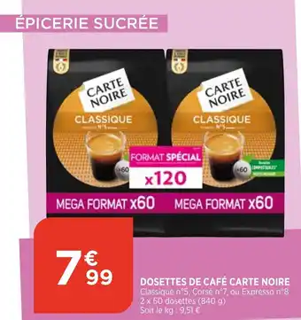 Bi1 Dosettes de café carte noire offre