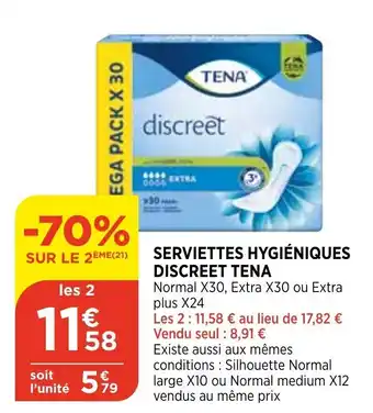 Serviettes hygiéniques discreet tena
