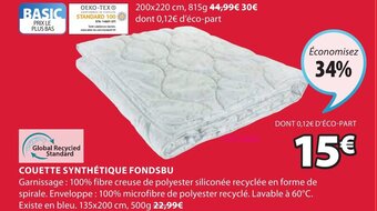 JYSK Couette synthétique fondsbu offre
