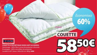 JYSK Couette synthétique dodo anti acariens offre