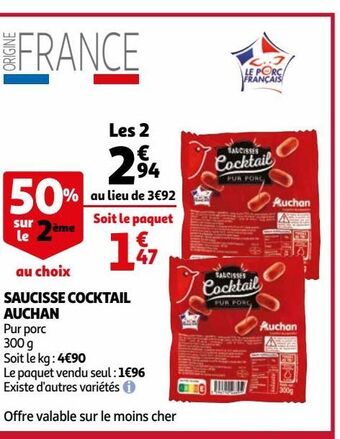 Auchan Saucisses cocktail auchan offre