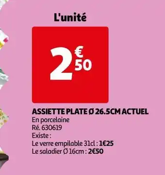 Auchan Assiette plate 26.5cm actuel offre