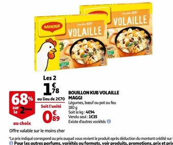 Auchan Bouillon kub volaille maggi offre