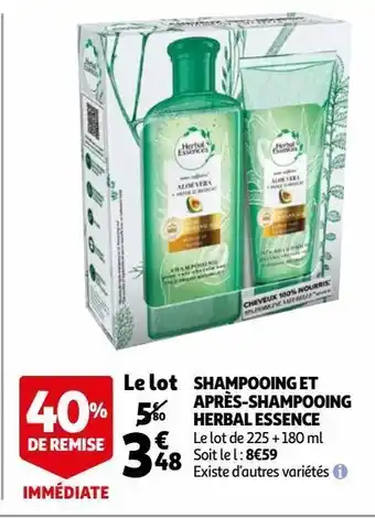 Auchan Shampoing apres-shampooing herbal essence offre