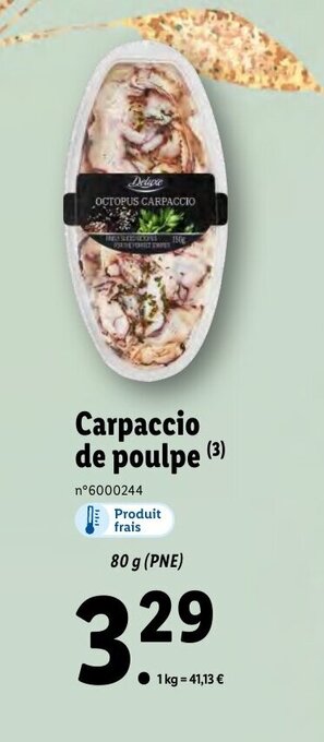 Lidl Carpaccio de poulpe offre
