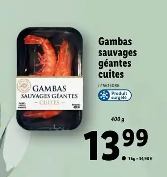 Lidl Gambas sauvages géantes cuites offre