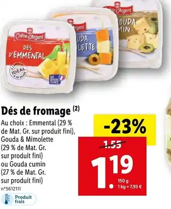 Lidl Dés de fromage offre