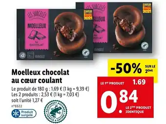 Lidl Moelleux chocolat au cœur coulant offre