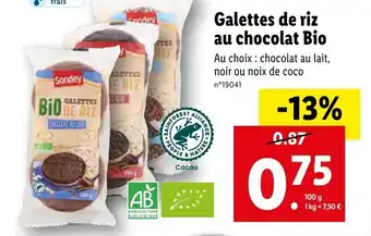 Lidl Galettes de riz au chocolat bio offre