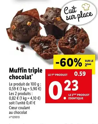Lidl Muffin triple chocolat offre