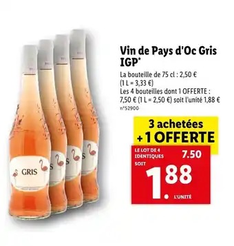 Lidl Vn de pays d'oc gris IGP offre