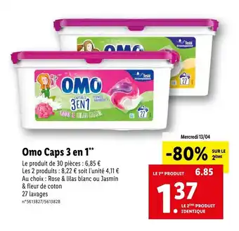 Lidl Omo caps 3 en 1 offre