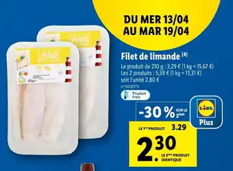 Lidl Filet de limande offre