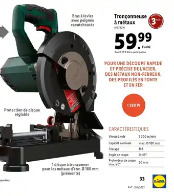Lidl Tronçonneuse à métaux offre