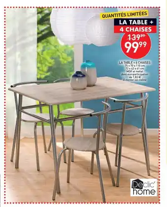 Stokomani Le table + 4 chaises offre