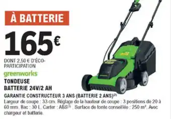 E.Leclerc Brico Tondeuse batterie 24V/2 AH offre